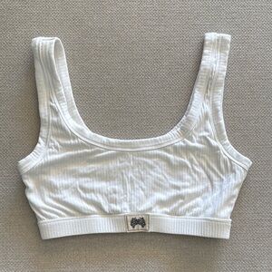 White Ribbed Crop Top